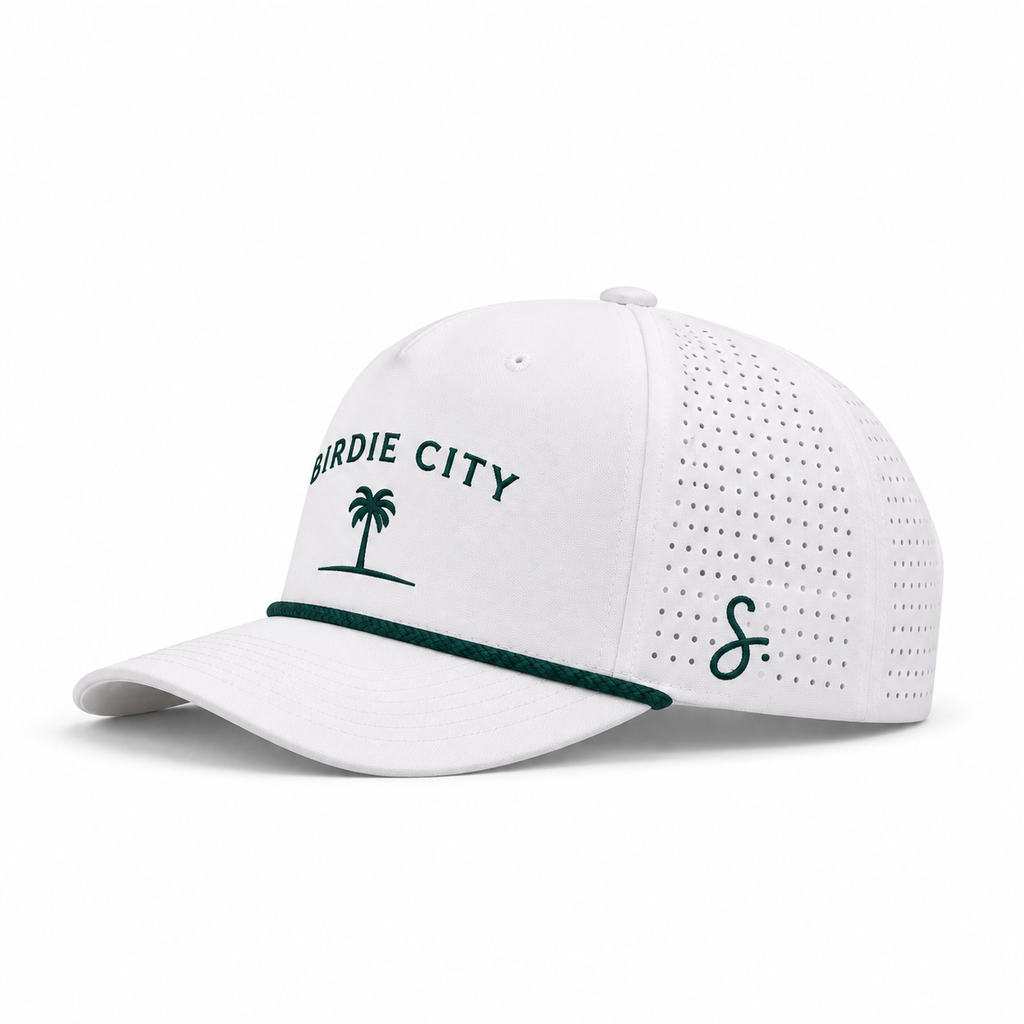 Birdie City Hat S. logo side view on white background